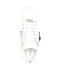 Мужские бело-черные замшевые низкие кеды от Philipp Plein