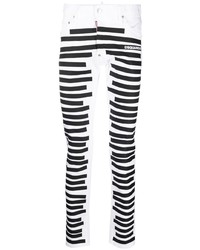 Мужские бело-черные зауженные джинсы от DSQUARED2