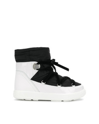 Бело-черные зимние ботинки