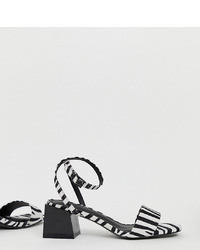 Бело-черные кожаные босоножки на каблуке от ASOS DESIGN