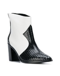 Бело-черные кожаные ботильоны от Schutz