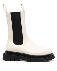Мужские бело-черные кожаные ботинки челси от Bottega Veneta