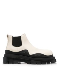 Мужские бело-черные кожаные ботинки челси от Bottega Veneta