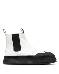 Мужские бело-черные кожаные ботинки челси от Jil Sander