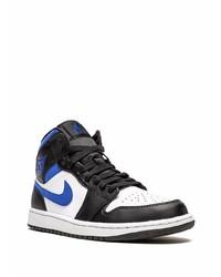 Мужские бело-черные кожаные высокие кеды от Jordan