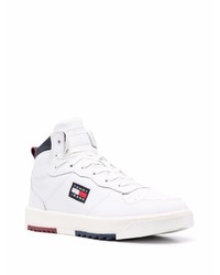 Мужские бело-черные кожаные высокие кеды от Tommy Jeans