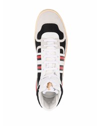 Мужские бело-черные кожаные высокие кеды от Lanvin