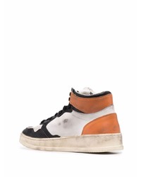 Мужские бело-черные кожаные высокие кеды от AUTRY