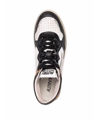 Мужские бело-черные кожаные высокие кеды от AUTRY