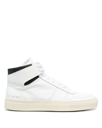 Мужские бело-черные кожаные высокие кеды от Common Projects