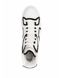 Мужские бело-черные кожаные высокие кеды от Les Hommes