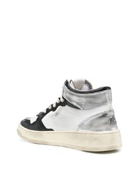 Мужские бело-черные кожаные высокие кеды от AUTRY