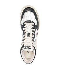 Мужские бело-черные кожаные высокие кеды от AUTRY