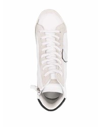 Мужские бело-черные кожаные высокие кеды от Philippe Model Paris