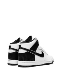 Мужские бело-черные кожаные высокие кеды от Nike