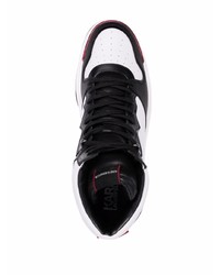 Мужские бело-черные кожаные высокие кеды от Karl Lagerfeld