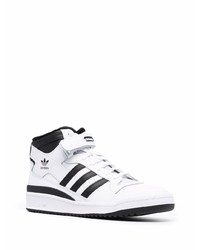 Мужские бело-черные кожаные высокие кеды от adidas