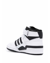 Мужские бело-черные кожаные высокие кеды от adidas