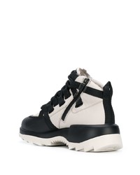 Мужские бело-черные кожаные высокие кеды от Camper