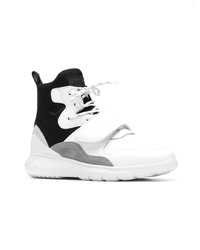 Мужские бело-черные кожаные высокие кеды от Hogan