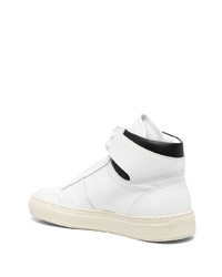 Мужские бело-черные кожаные высокие кеды от Common Projects