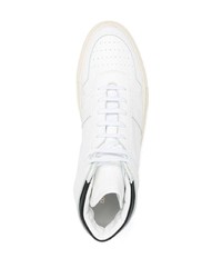 Мужские бело-черные кожаные высокие кеды от Common Projects