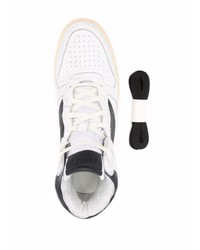 Мужские бело-черные кожаные высокие кеды от Rhude