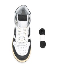 Мужские бело-черные кожаные высокие кеды от Rhude