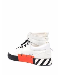Мужские бело-черные кожаные высокие кеды от Off-White