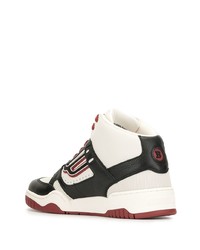 Мужские бело-черные кожаные высокие кеды от Bally