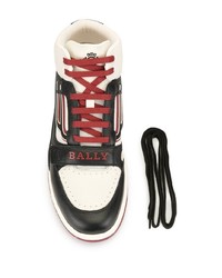 Мужские бело-черные кожаные высокие кеды от Bally