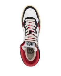 Мужские бело-черные кожаные высокие кеды от AUTRY