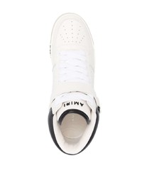 Мужские бело-черные кожаные высокие кеды от Amiri