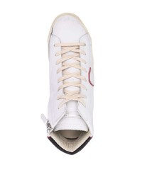 Мужские бело-черные кожаные высокие кеды от Philippe Model Paris