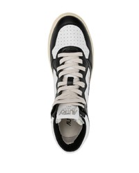 Мужские бело-черные кожаные высокие кеды от AUTRY