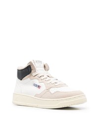 Мужские бело-черные кожаные высокие кеды от AUTRY