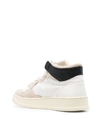 Мужские бело-черные кожаные высокие кеды от AUTRY