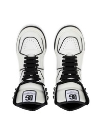 Мужские бело-черные кожаные высокие кеды от Dolce & Gabbana