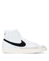 Мужские бело-черные кожаные высокие кеды от Nike