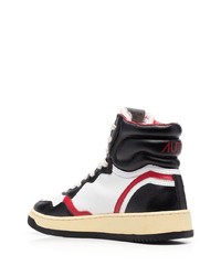 Мужские бело-черные кожаные высокие кеды от AUTRY