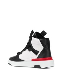 Мужские бело-черные кожаные высокие кеды от Givenchy