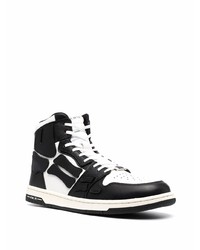 Мужские бело-черные кожаные высокие кеды от Amiri