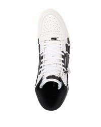 Мужские бело-черные кожаные высокие кеды от Amiri