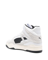 Мужские бело-черные кожаные высокие кеды от Puma