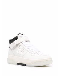 Мужские бело-черные кожаные высокие кеды от Amiri