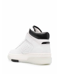 Мужские бело-черные кожаные высокие кеды от Amiri