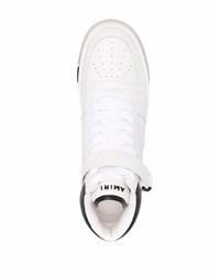 Мужские бело-черные кожаные высокие кеды от Amiri