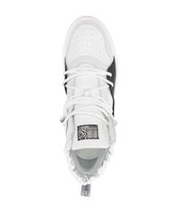 Мужские бело-черные кожаные высокие кеды от Roberto Cavalli