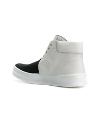 Мужские бело-черные кожаные высокие кеды от Premiata