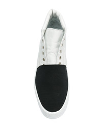 Мужские бело-черные кожаные высокие кеды от Premiata